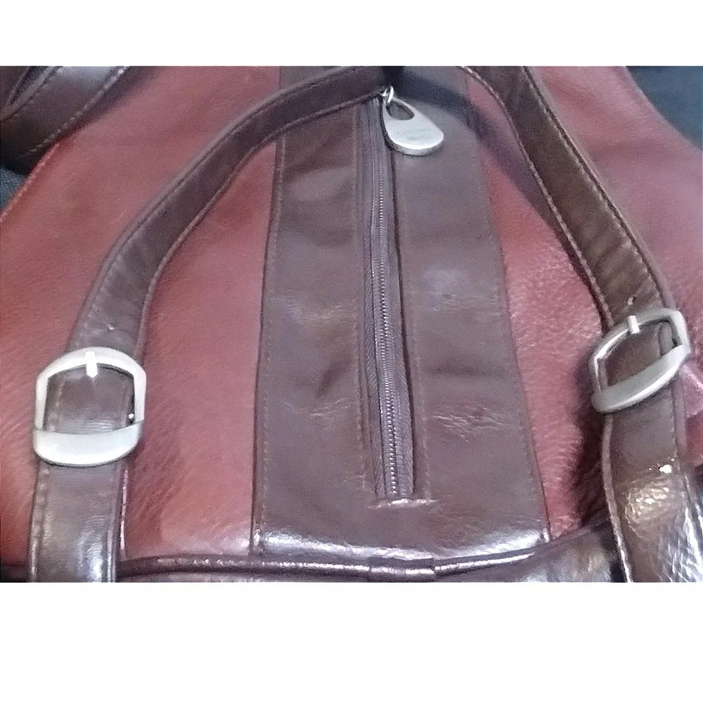 Carriage House Brown Pebbled Leather Backpack Purse Tassel SilverHardware